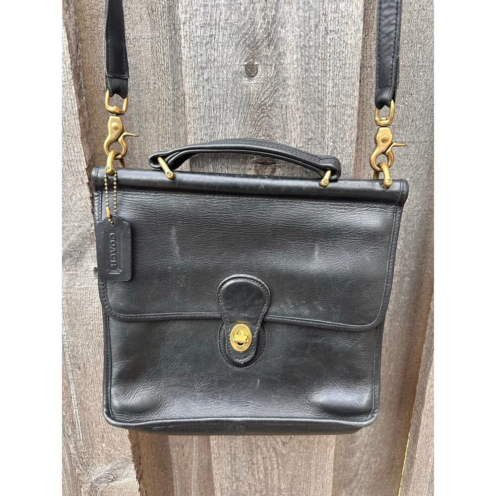 Vintage Coach Willis 9927 Black Leather Crossbody Satchel Bag Fair Condition - Picture 2 of 10